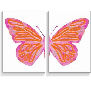DFAIUY Pink Orange Pictures Posters- 2 Piece Split Trendy Preppy Butterfly
